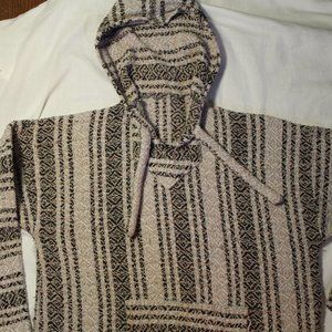 Baja knit hippie hoodie poncho